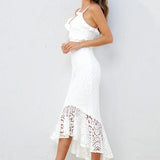 Ruffled Lace Fishtail Midi