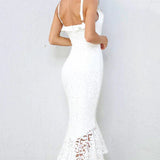 Ruffled Lace Fishtail Midi