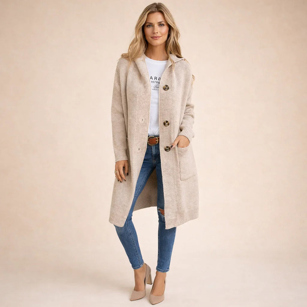 Long Button-Front Cardigan