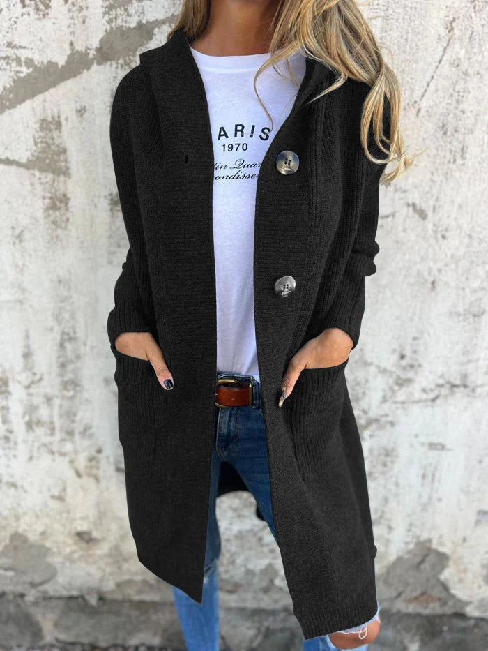 Long Button-Front Cardigan