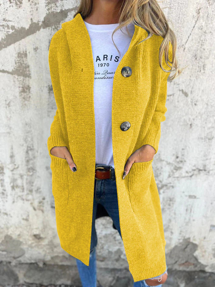 Long Button-Front Cardigan