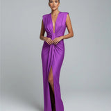 Deep V Neck Sleeveless Maxi Dress