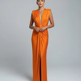 Deep V Neck Sleeveless Maxi Dress