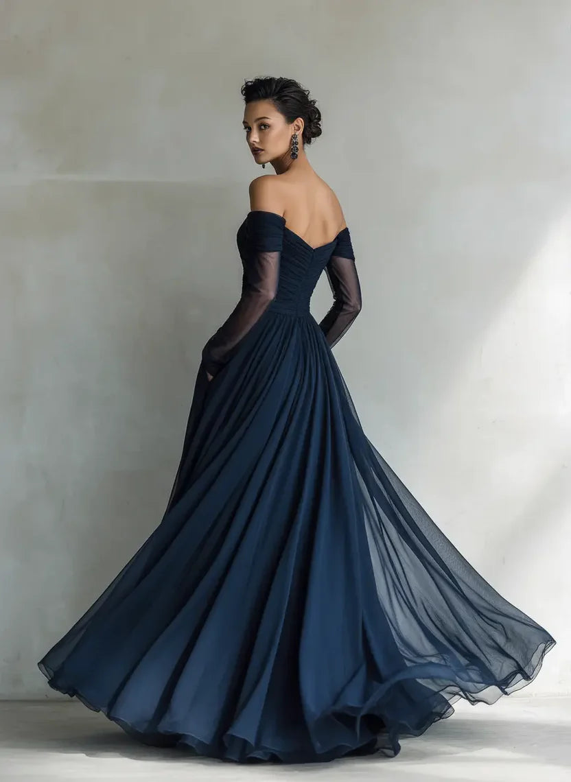 Off-Shoulder Chiffon Maxi