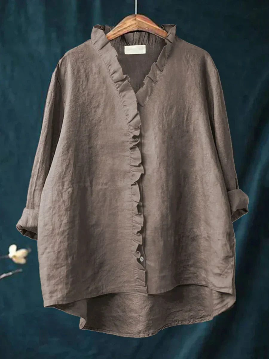 Casual Ruffle Button-Front Shirt
