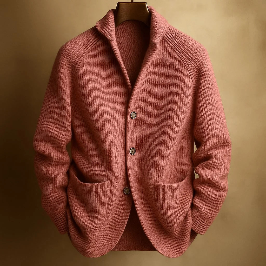 Men's Ribbed Button-Front Cardigan