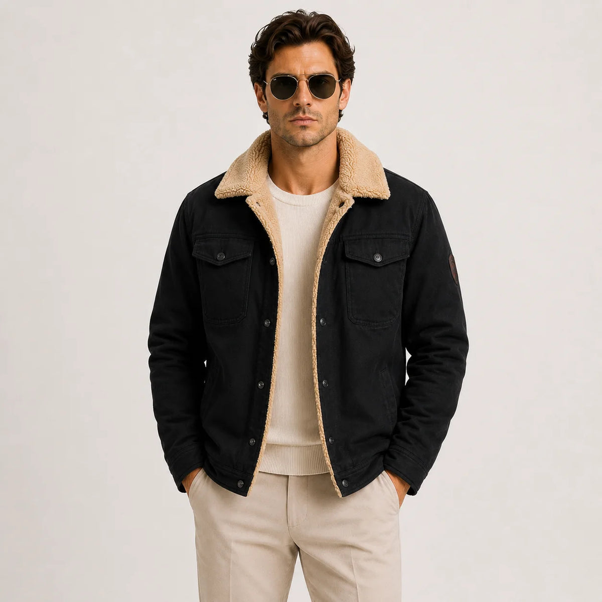 Men's Contrast Collar Utility Jacket