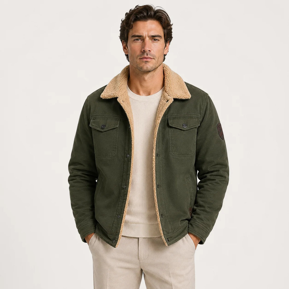 Men's Contrast Collar Utility Jacket