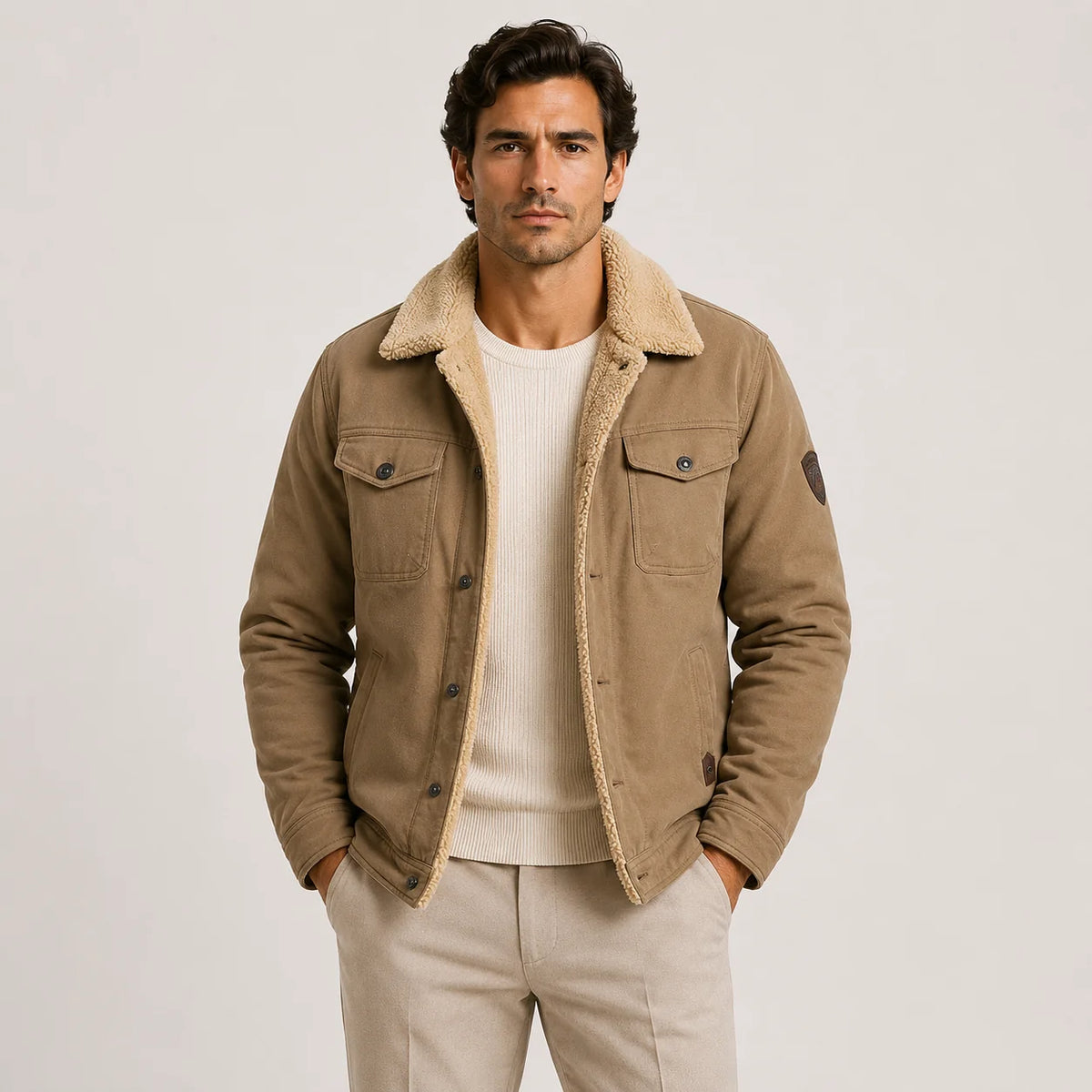 Men's Contrast Collar Utility Jacket