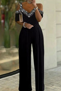 Rhinestone Cold Shoulder Jumpsuit