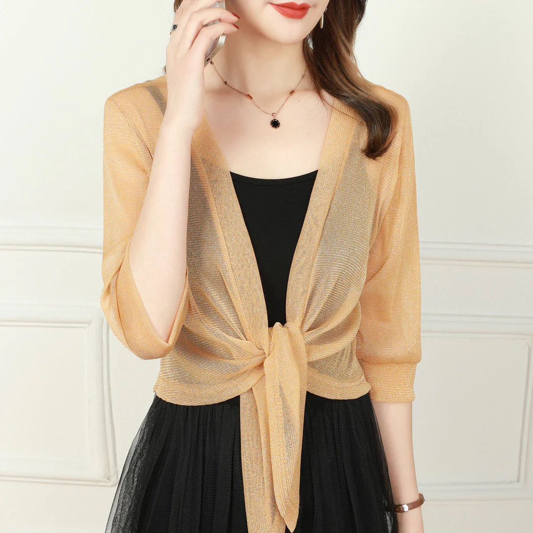 Sheer Tie-Front Cardigan