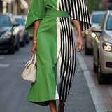 Women's Striped Midi Dress