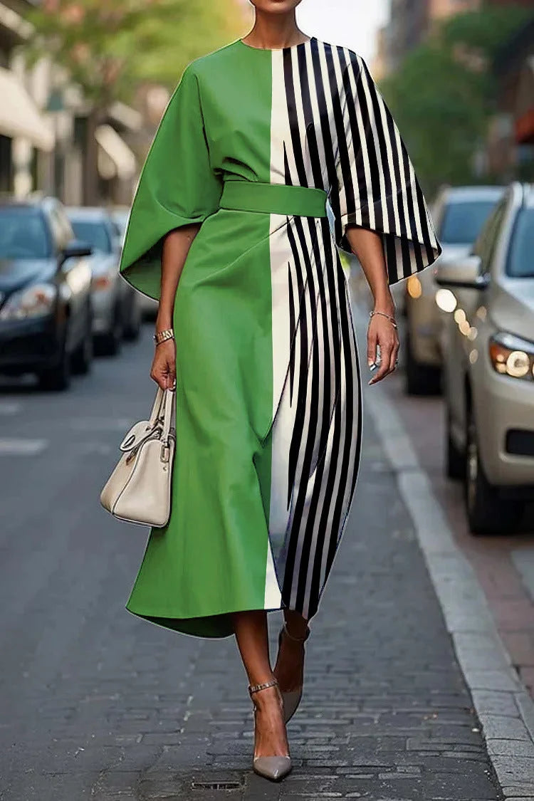Women's Striped Midi Dress