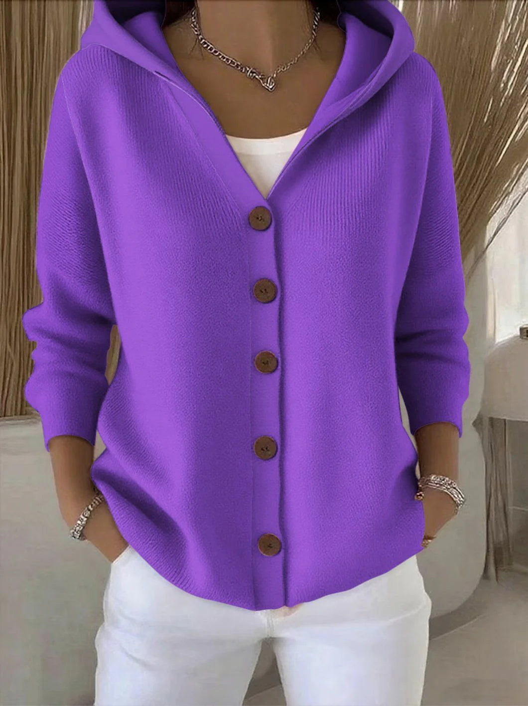 Hooded Knit Cardigan