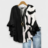 V-Neck Layered Ruffle Sleeve Blouse