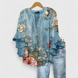Women's Floral Ruffle Blouse