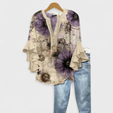 V-Neck Layered Ruffle Sleeve Blouse