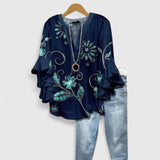 Women's Floral Ruffle Blouse