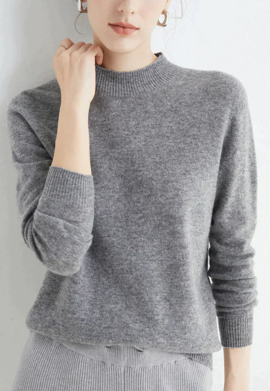 Mock Neck Knit Pullover