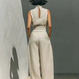 Stand Collar Wide-Leg Set