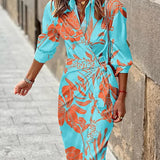 Printed Wrap Shirt Dress