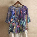 Vintage Floral Short Sleeve Blouse