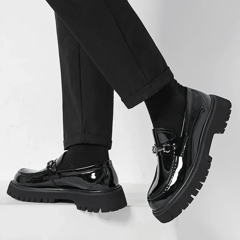 Metal-Buckle Lug Sole Loafers
