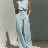 Stand Collar Wide-Leg Set