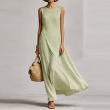 Sleeveless Asymmetric Maxi