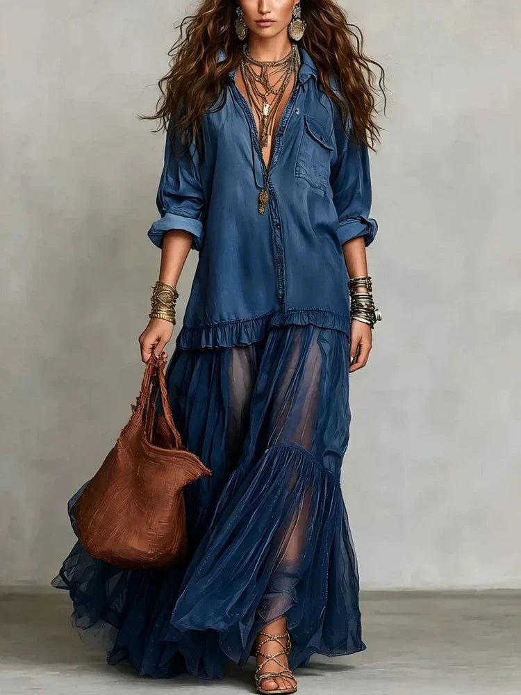Button-Front Layered Maxi