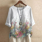Vintage Floral Short Sleeve Blouse