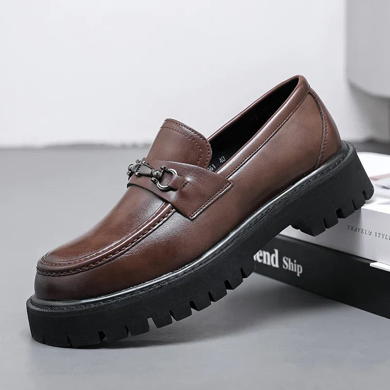 Metal-Buckle Lug Sole Loafers
