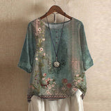 Vintage Floral Short Sleeve Blouse
