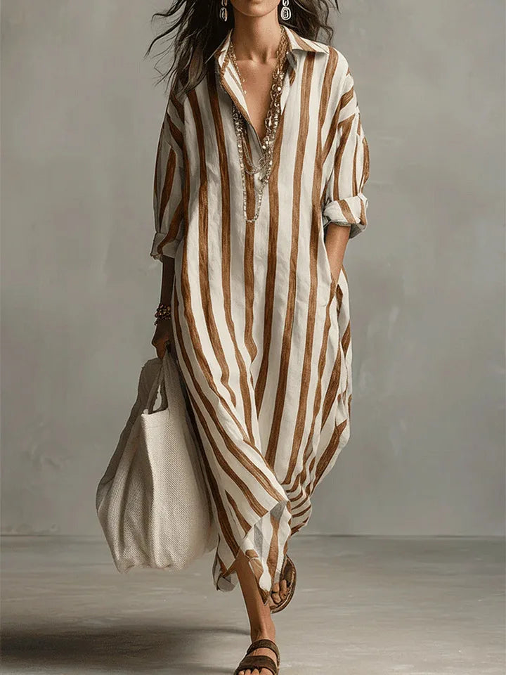 Striped Oversized Shirt Maxi Dress
