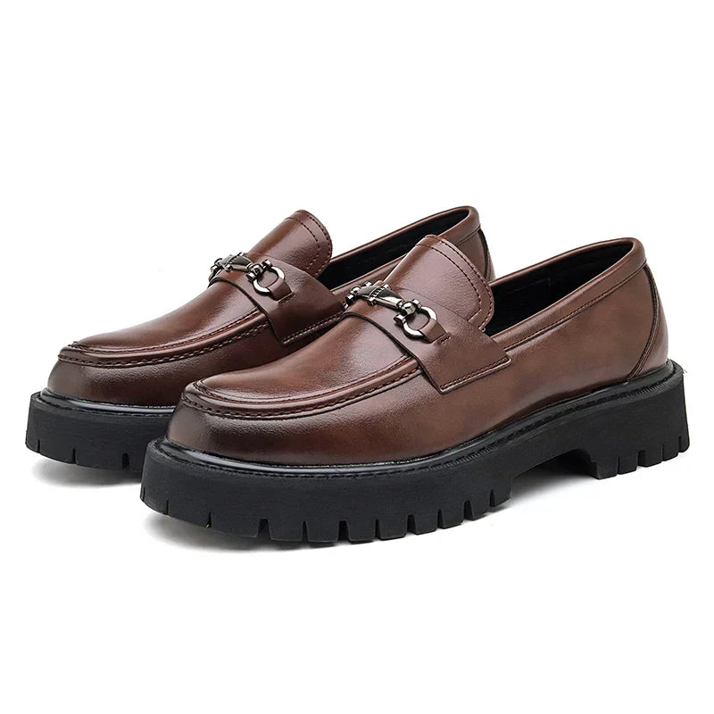 Metal-Buckle Lug Sole Loafers