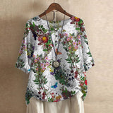 Vintage Floral Short Sleeve Blouse