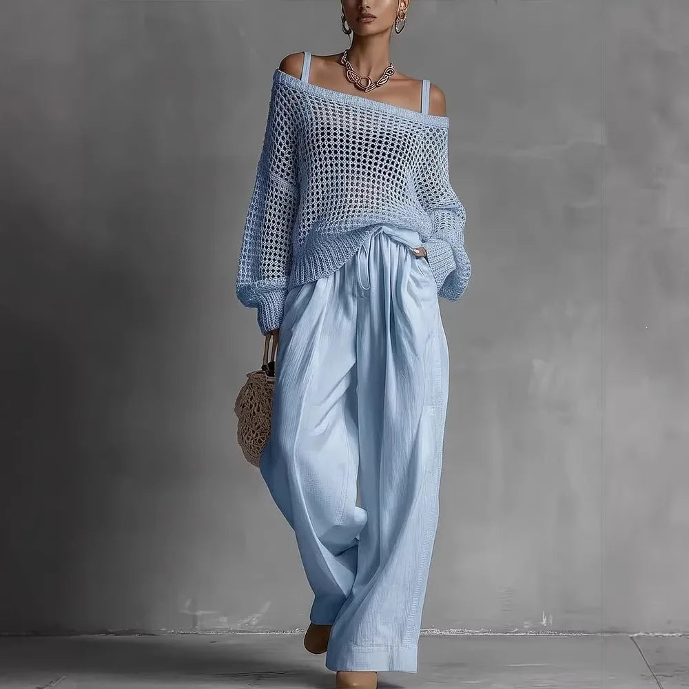 Women's Off-Shoulder Trouser Set