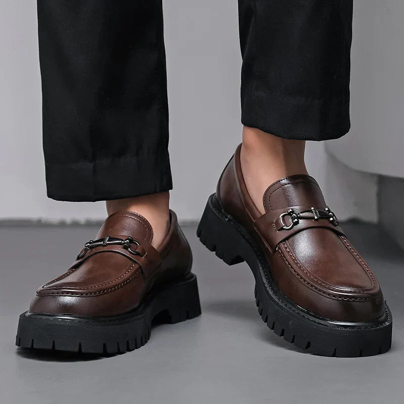 Metal-Buckle Lug Sole Loafers