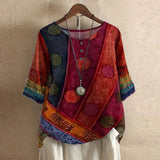 Vintage Floral Short Sleeve Blouse