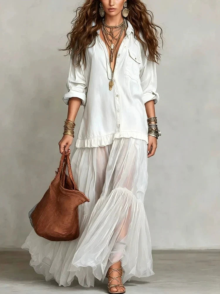 Button-Front Layered Maxi