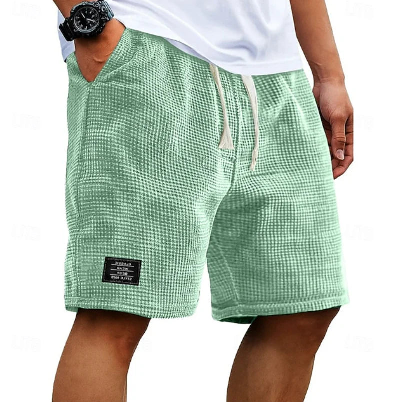Relaxed Waffle Knit Drawstring Shorts