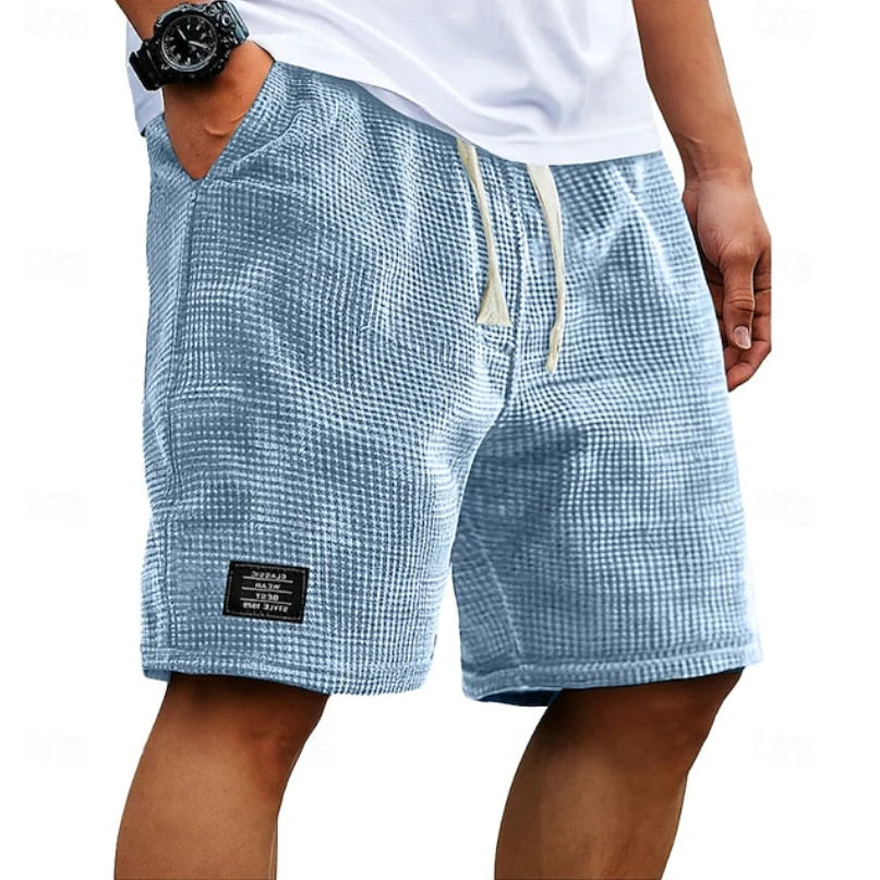 Relaxed Waffle Knit Drawstring Shorts