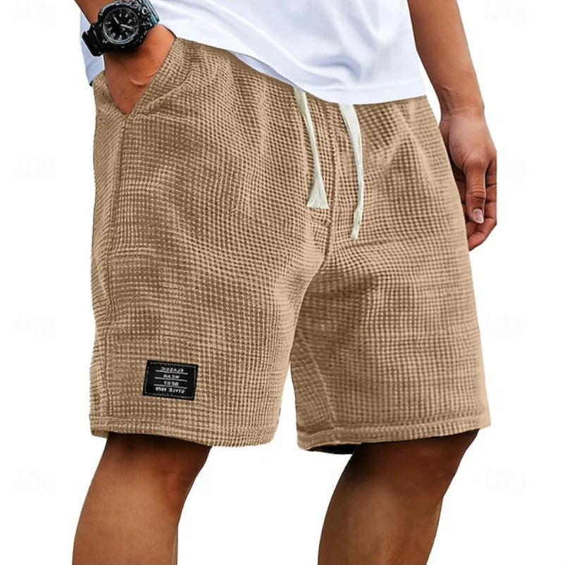 Relaxed Waffle Knit Drawstring Shorts