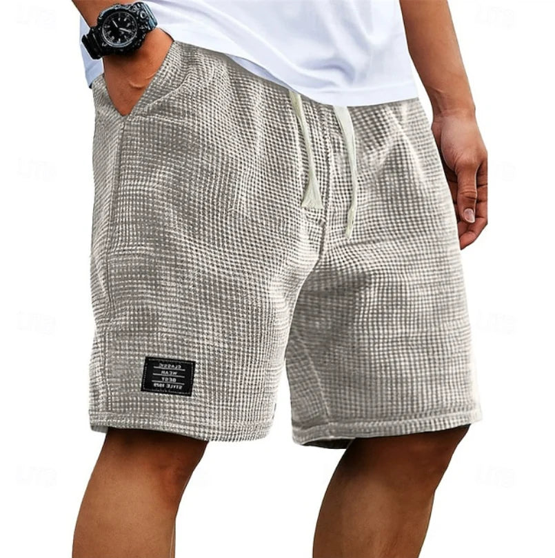 Relaxed Waffle Knit Drawstring Shorts