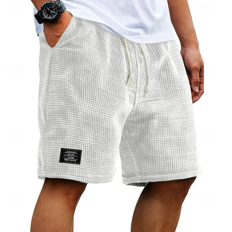 Relaxed Waffle Knit Drawstring Shorts
