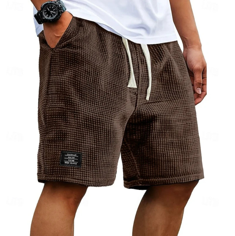 Relaxed Waffle Knit Drawstring Shorts