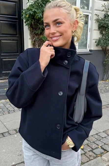 Stand Collar Single-Breasted Jacket