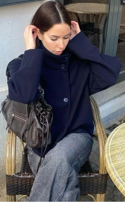 Stand Collar Single-Breasted Jacket