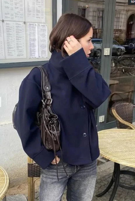 Stand Collar Single-Breasted Jacket