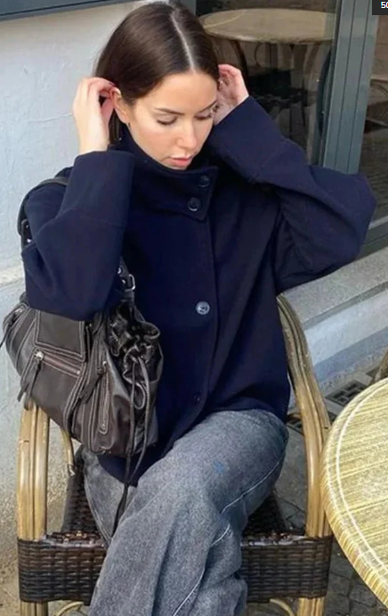 Stand Collar Single-Breasted Jacket